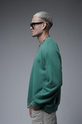 Ribanalı Yaka Reglan Kol Baskılı Oversize Kalıp Sweat