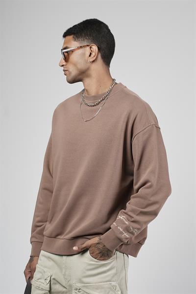 Sırtı Baskılı Oversize Kalıp Erkek Sweatshirt