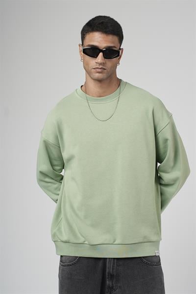 Sırtı Baskılı Oversize Kalıp Erkek Sweatshirt