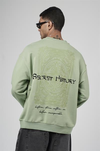 Sırtı Baskılı Oversize Kalıp Erkek Sweatshirt