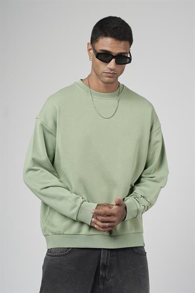 Sırtı Baskılı Oversize Kalıp Erkek Sweatshirt