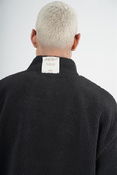 Yarım Fermuarlı Kanguru Cepli Unisex Oversize Kalıp Peluş