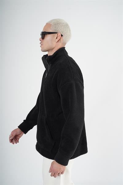 Yarım Fermuarlı Kanguru Cepli Unisex Oversize Kalıp Peluş