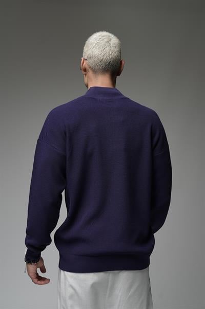 Yarım Fermuarlı Oversize Kalıp Triko Kazak