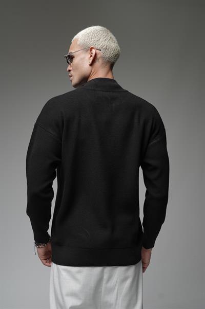 Yarım Fermuarlı Oversize Kalıp Triko Kazak