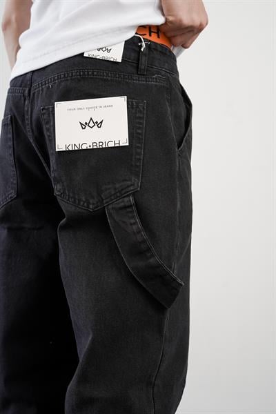 Yüksek Bel Önü Dikiş Detaylı Baggy Kalıp Erkek Bol Kesim Jean