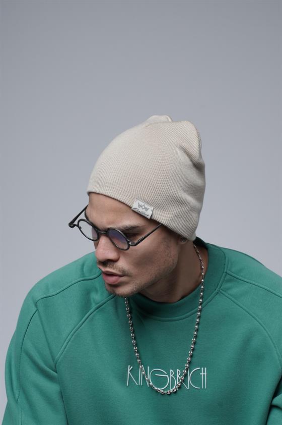 Yandan Etiketli Unisex Düz Bere