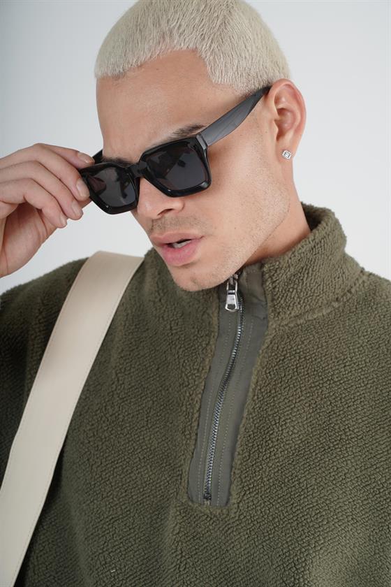 Yarım Fermuarlı Kanguru Cepli Unisex Oversize Kalıp Peluş