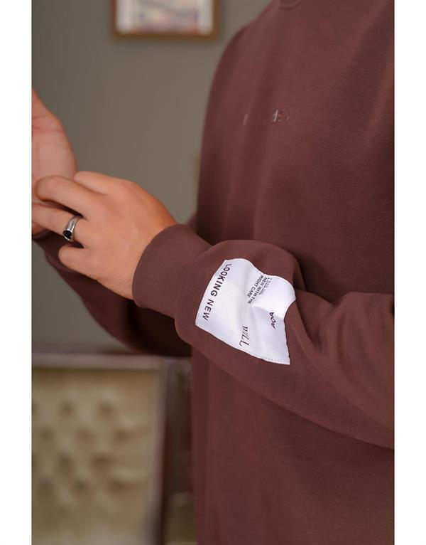 Yazı Baskılı Kol Etiket Detaylı Oversize Sweatshirt