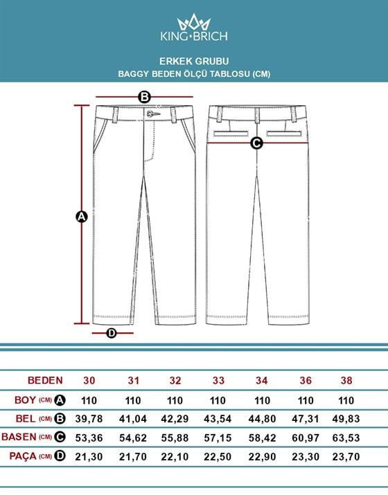 Yüksek Bel Önü Dikiş Detaylı Baggy Kalıp Erkek Bol Kesim Jean