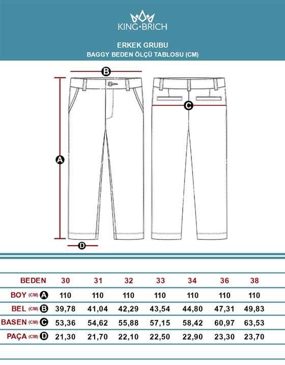 Yüksek Bel Önü Dikiş Detaylı Baggy Kalıp Erkek Bol Kesim Jean