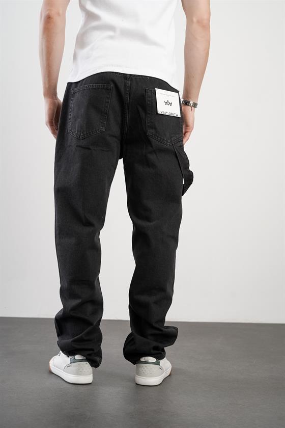 Yüksek Bel Önü Dikiş Detaylı Baggy Kalıp Erkek Bol Kesim Jean