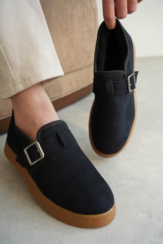 Yüksek Tabanlı Tokalı Günlük Kürklü Erkek Ayakkabı