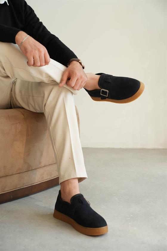 Yüksek Tabanlı Tokalı Günlük Kürklü Erkek Ayakkabı