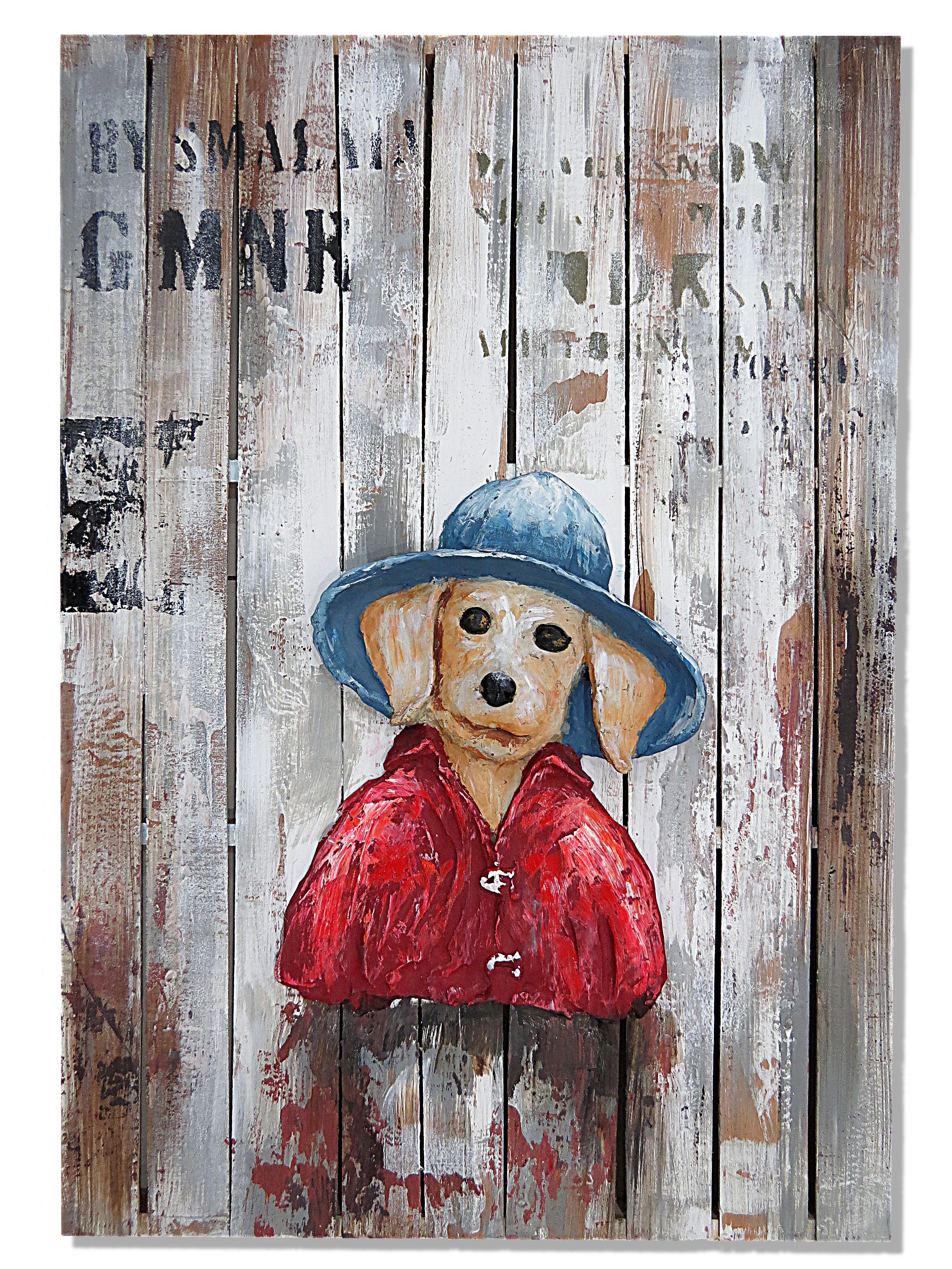 3D Köpek Ahşap Tablo-70x100 cm