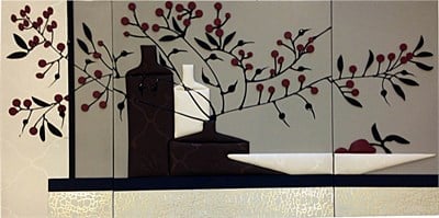 Yaprak 3 Parça Deri Tablo-60x180 cm