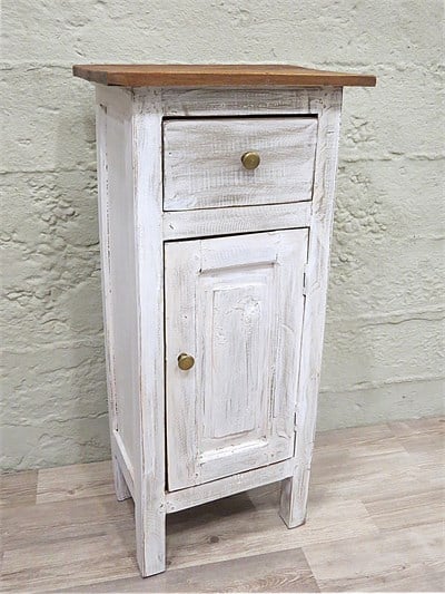 Eskitme Beyaz Komodin