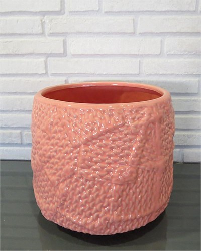 Hasır Pembe Seramik Saksı-15 cm