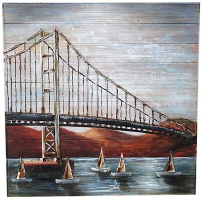Köprü Ahşap Yağlı Boya Tablo-100x100 cm