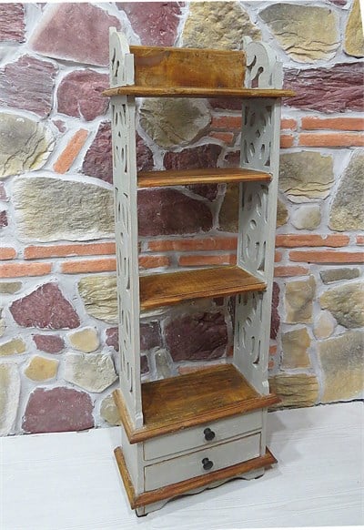 Eskitme Gri Kitaplık-Raf