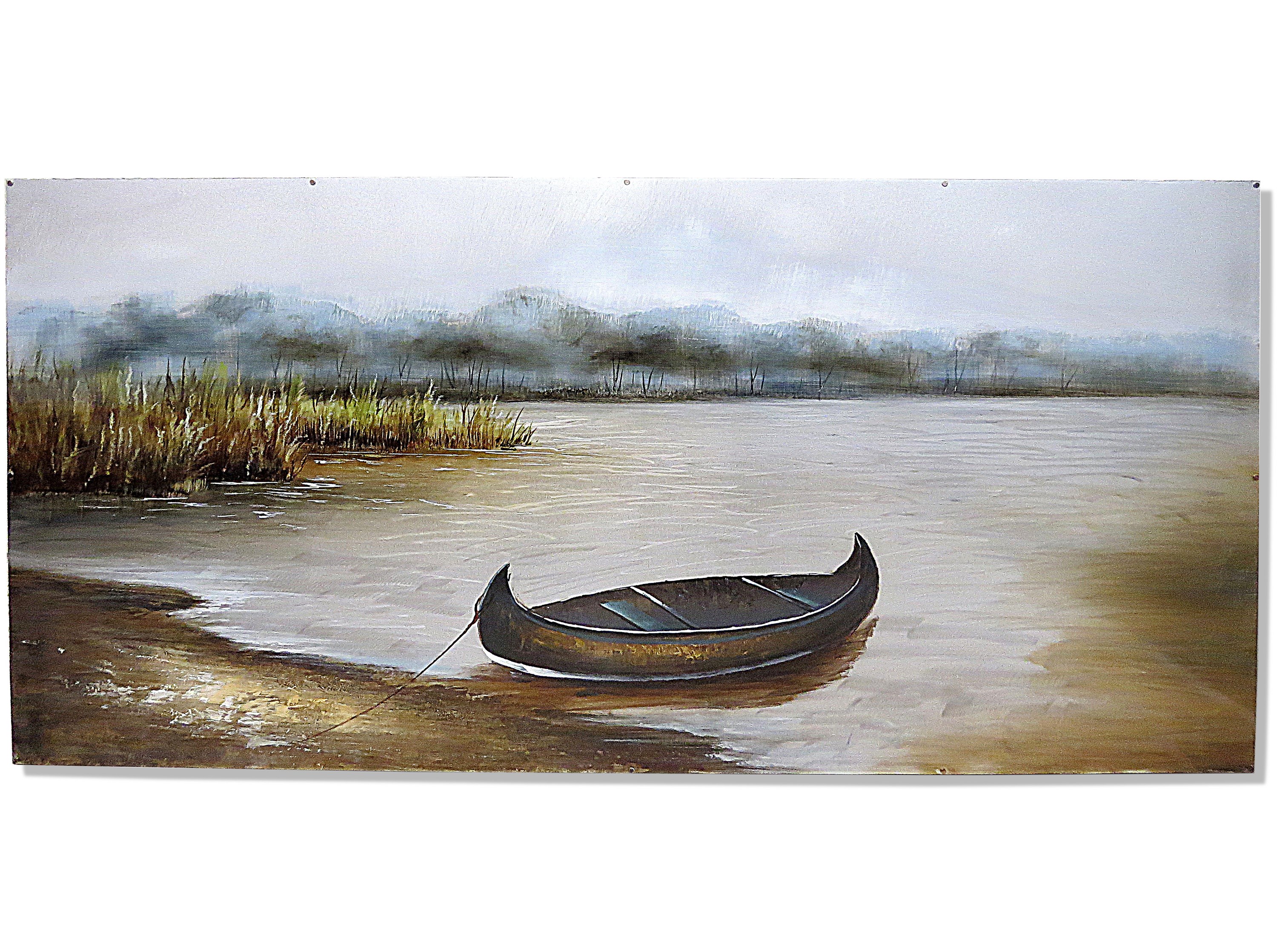 Gölet Metal Yağlı Boya Tablo-75x150 cm