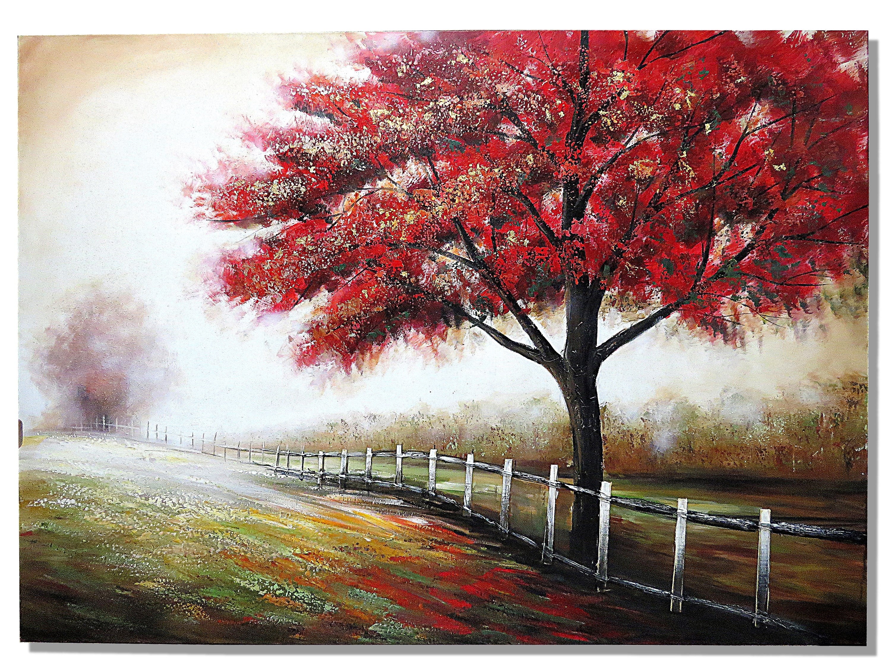 Kırmızı Ağaç Yağlı Boya Tablo-150x200 cm