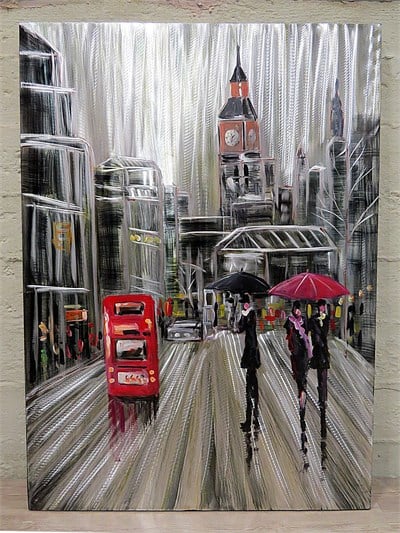 London Street Metal Yağlı Boya Tablo-80x120 cm