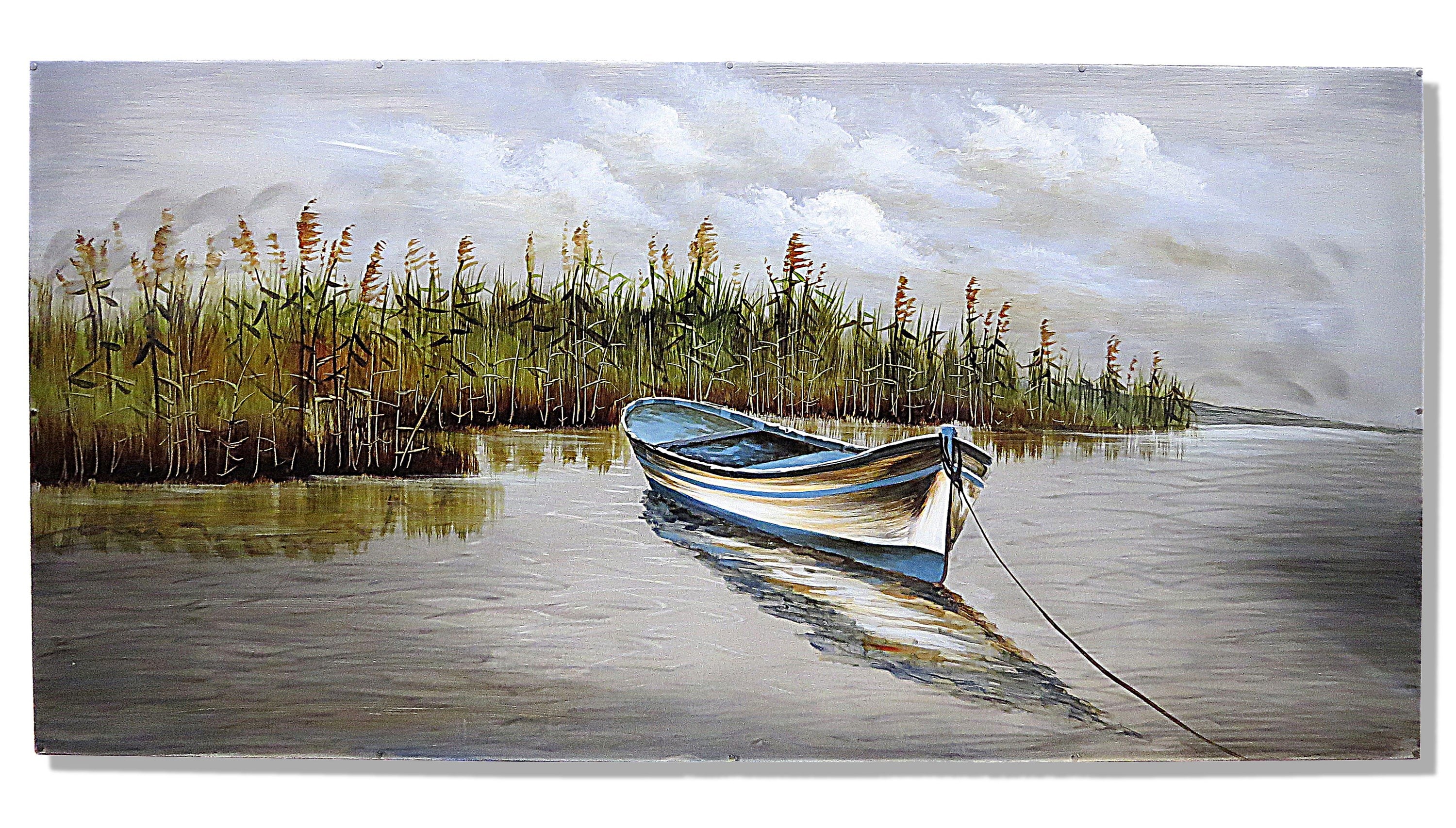 Sazlık Metal Yağlı Boya Tablo-75x150 cm