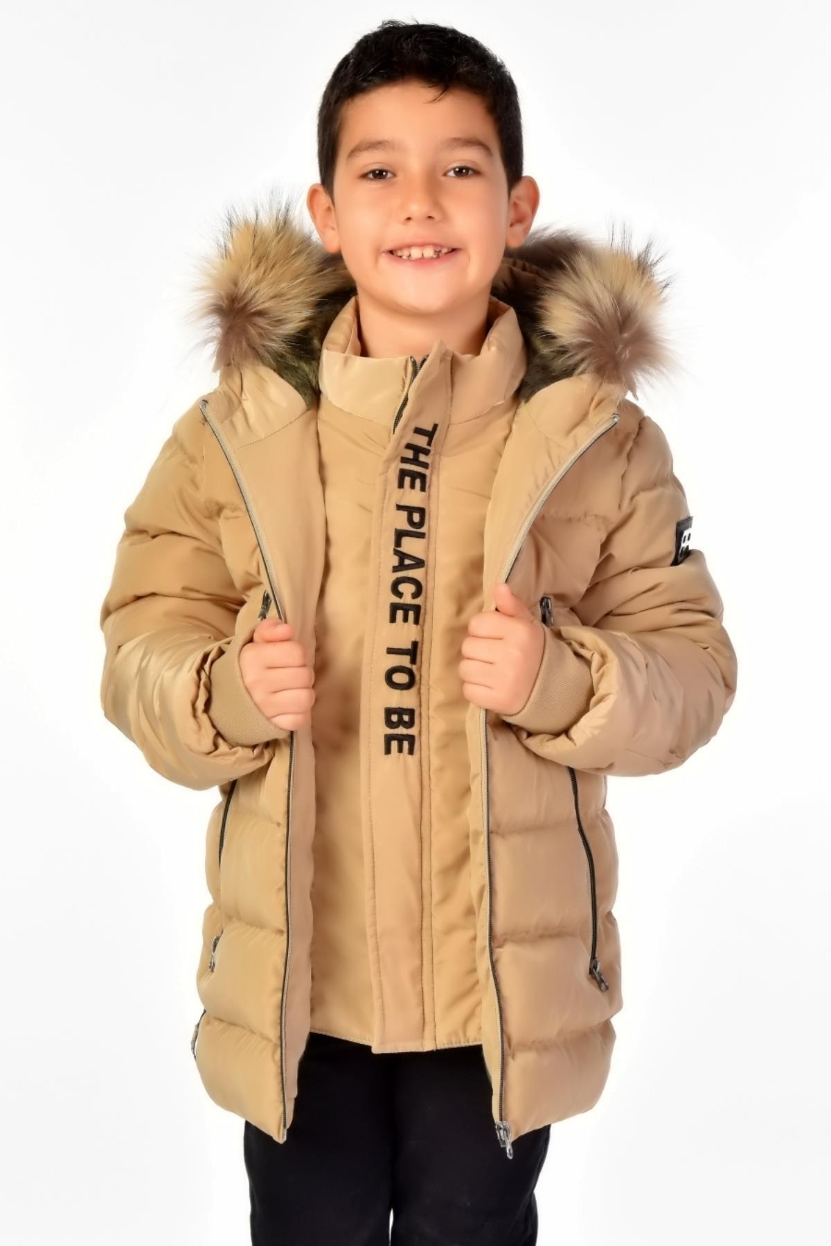 Natürel Kürklü Erkek Çocuk Mont 51248