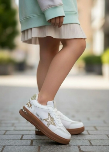 Prokids Kız Çocuk Golden Yıldız Detaylı Günlük Sneaker Spor Ayakkabı BNT191