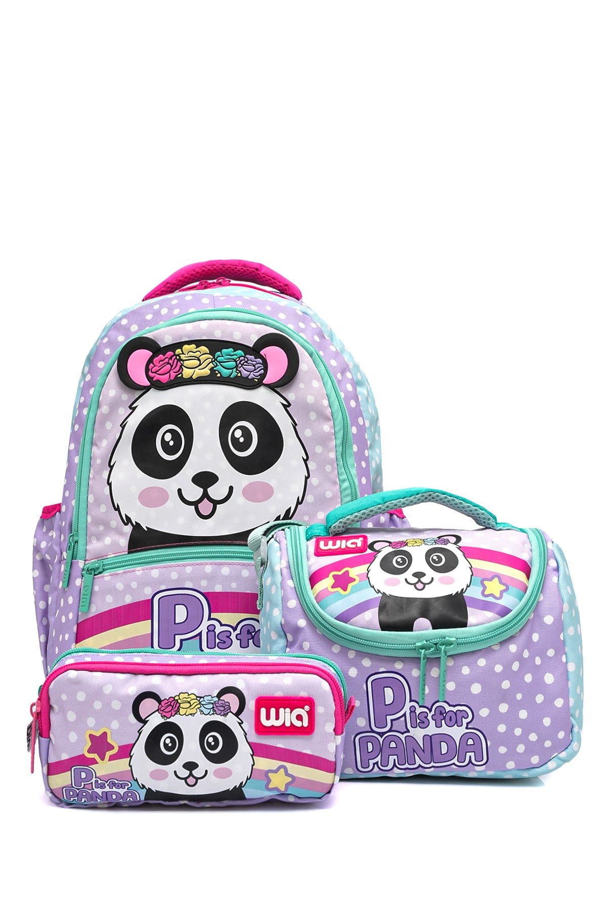 Wia Crowned Panda Kız Çocuk 3'lü Okul Seti