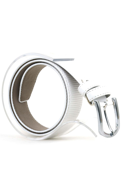 Beyaz Klasik Metal Tokalı Rugan Erkek Çocuk Kemer