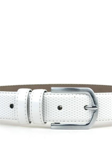 Beyaz Klasik Metal Tokalı Rugan Erkek Çocuk Kemer