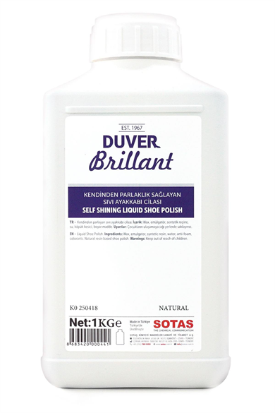 Duver Brillant 1 Kg Kendinden Parlaklık Sağlayan Natural Renk Sıvı Ayakkabı Cilası