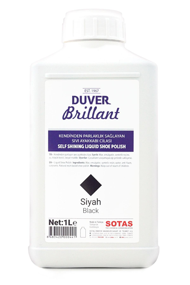 Duver Brillant 1 Litre Siyah Kendinden Parlaklık Sağlayan Sıvı Ayakkabı Cilası