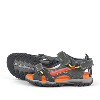 Hakiki Deri Gri Cırtlı Erkek Çocuk Outdoor Sandalet