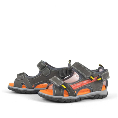 Hakiki Deri Gri Cırtlı Erkek Çocuk Outdoor Sandalet