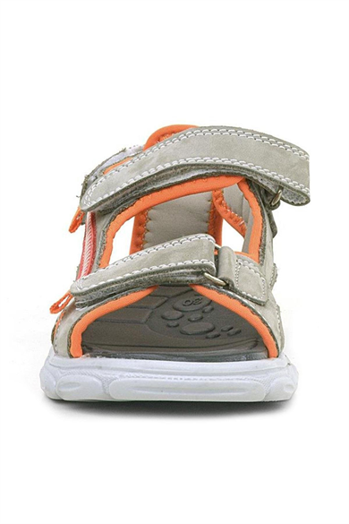 Hakiki Deri Kum Rengi Turuncu Çocuk Sandalet Ayakkabı