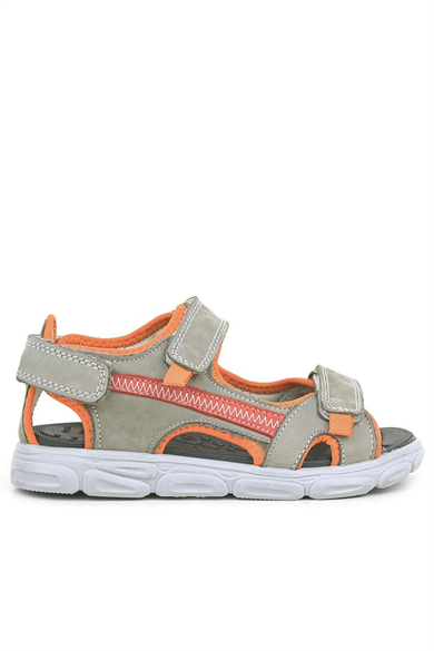 Hakiki Deri Kum Rengi Turuncu Çocuk Sandalet Ayakkabı