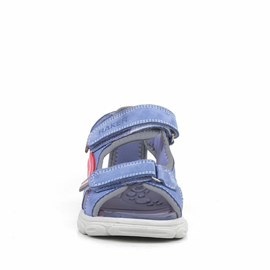 Hakiki Deri Mavi Turuncu Çocuk Sandalet Ayakkabı