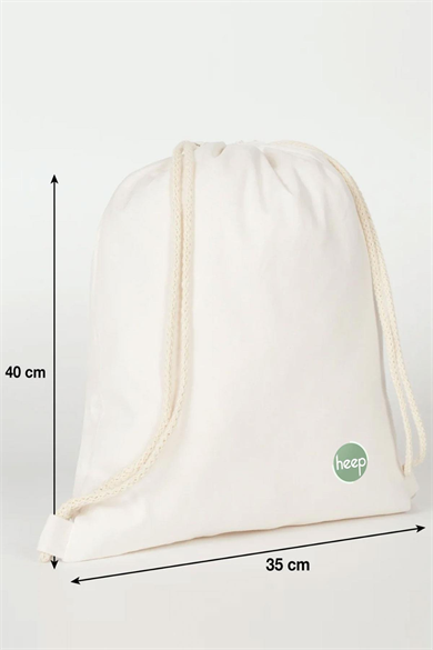 Heep Krem 35x40 cm Unisex Ham Bez Büzgülü Sırt Ayakkabı Çantası