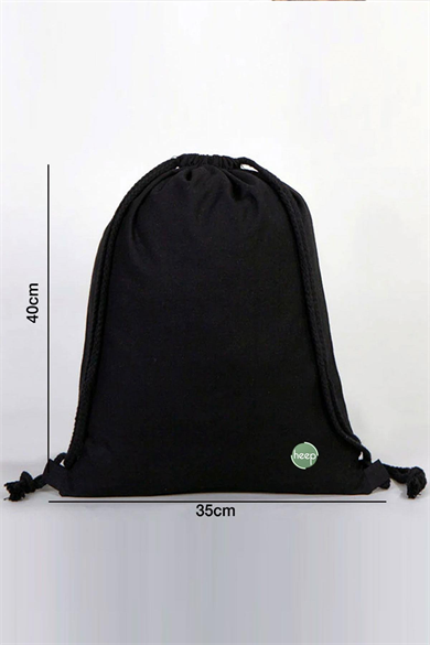 Heep Siyah 35x40 cm Unisex Ham Bez Büzgülü Sırt Ayakkabı Çantası