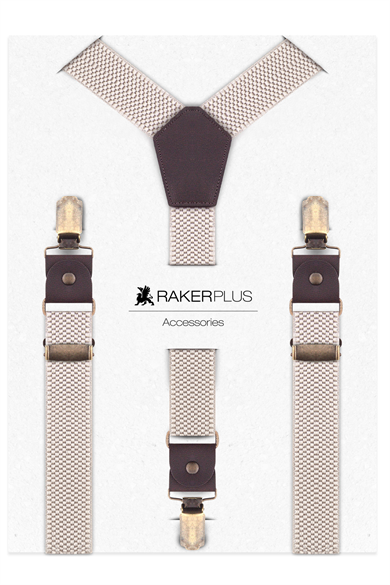 Rakerplus Ayarlanabilir Klipsli Bej Kahve Çocuk Kemer Pantolon Askısı