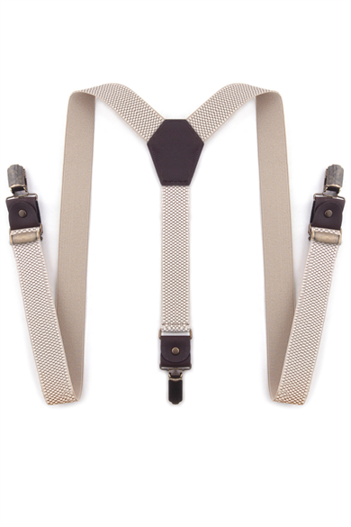 Rakerplus Ayarlanabilir Klipsli Bej Kahve Çocuk Kemer Pantolon Askısı