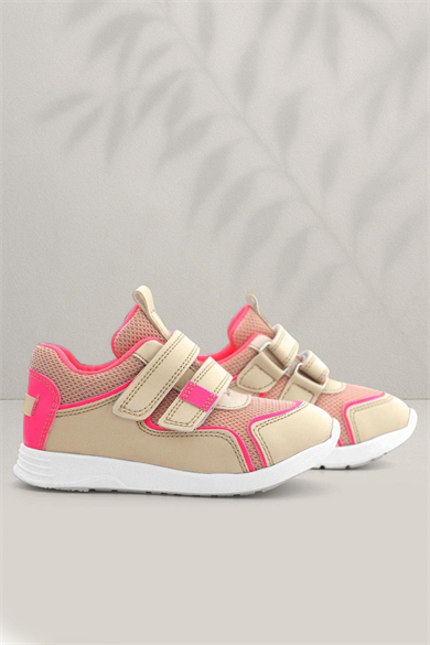 Rakerplus Bej Pembe Cırt Cırtlı Kız Çocuk Spor Ayakkabı