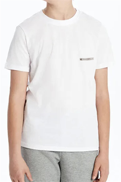 Rakerplus Beyaz %100 Pamuk Unisex Kısa Kollu Çocuk Tişört