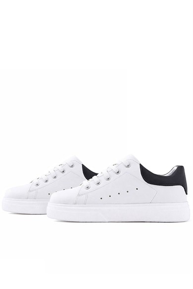 Rakerplus Beyaz Cilt Bağcıklı Hafif Tabanlı Çocuk Spor Ayakkabı