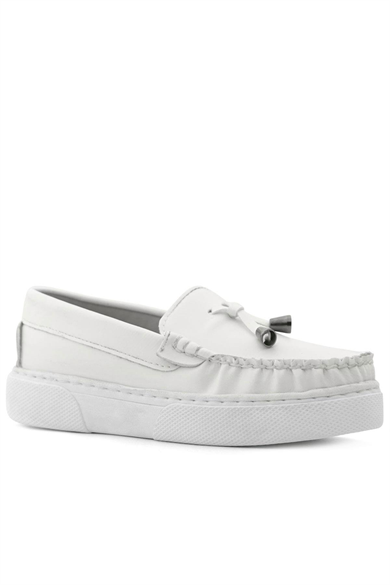 Rakerplus Beyaz Cilt Ekstra Hafif Çocuk Makosen Ayakkabı