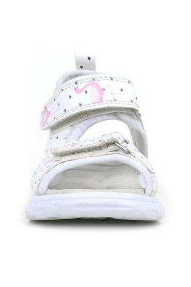 Rakerplus Beyaz Flamingo Cırtlı Bebek Sandalet Ayakkabı