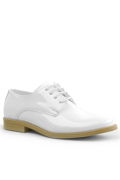 Rakerplus Beyaz Rugan Bağcıklı Oxford Çocuk Klasik Ayakkabısı